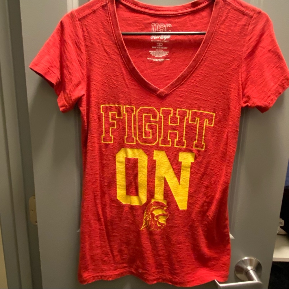 USC Red women shirt V-neck
